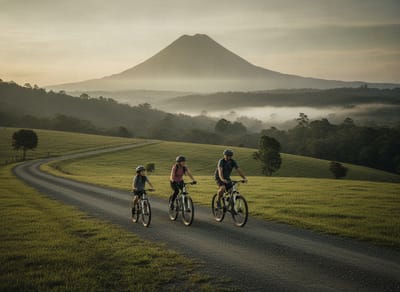 A group of riders rolling together down a highland road